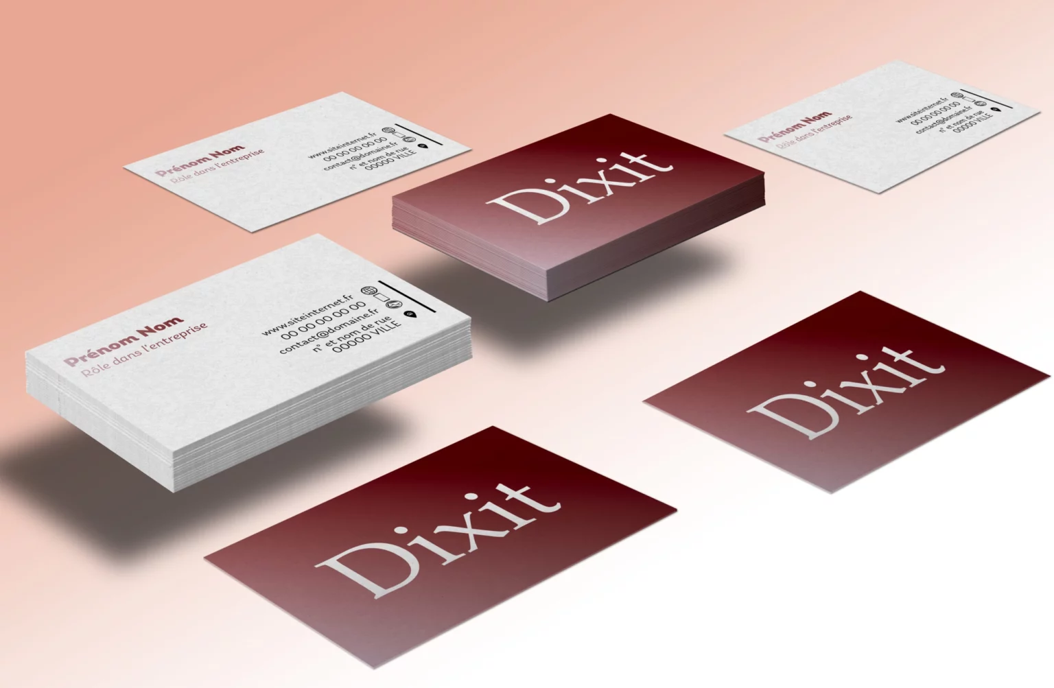 Carte de visite, logo Dixit dégradé - Anaïs Clavel, designer graphique